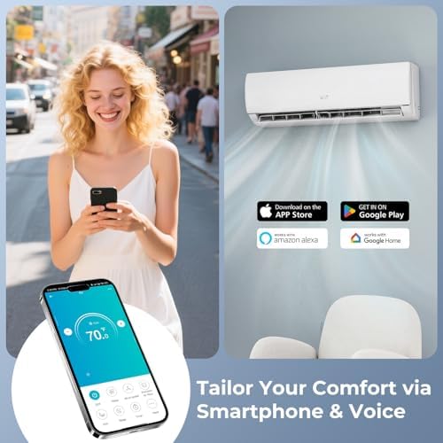 COSTWAY 17000 BTU Mini Split Air Conditioner, 208/230V 17 SEER2 Wifi Enabled Inverter Air Conditioner & Heater Pump System Cools Up to 1250 Sq. Ft, Compatible with Alexa, w/Installation Kit