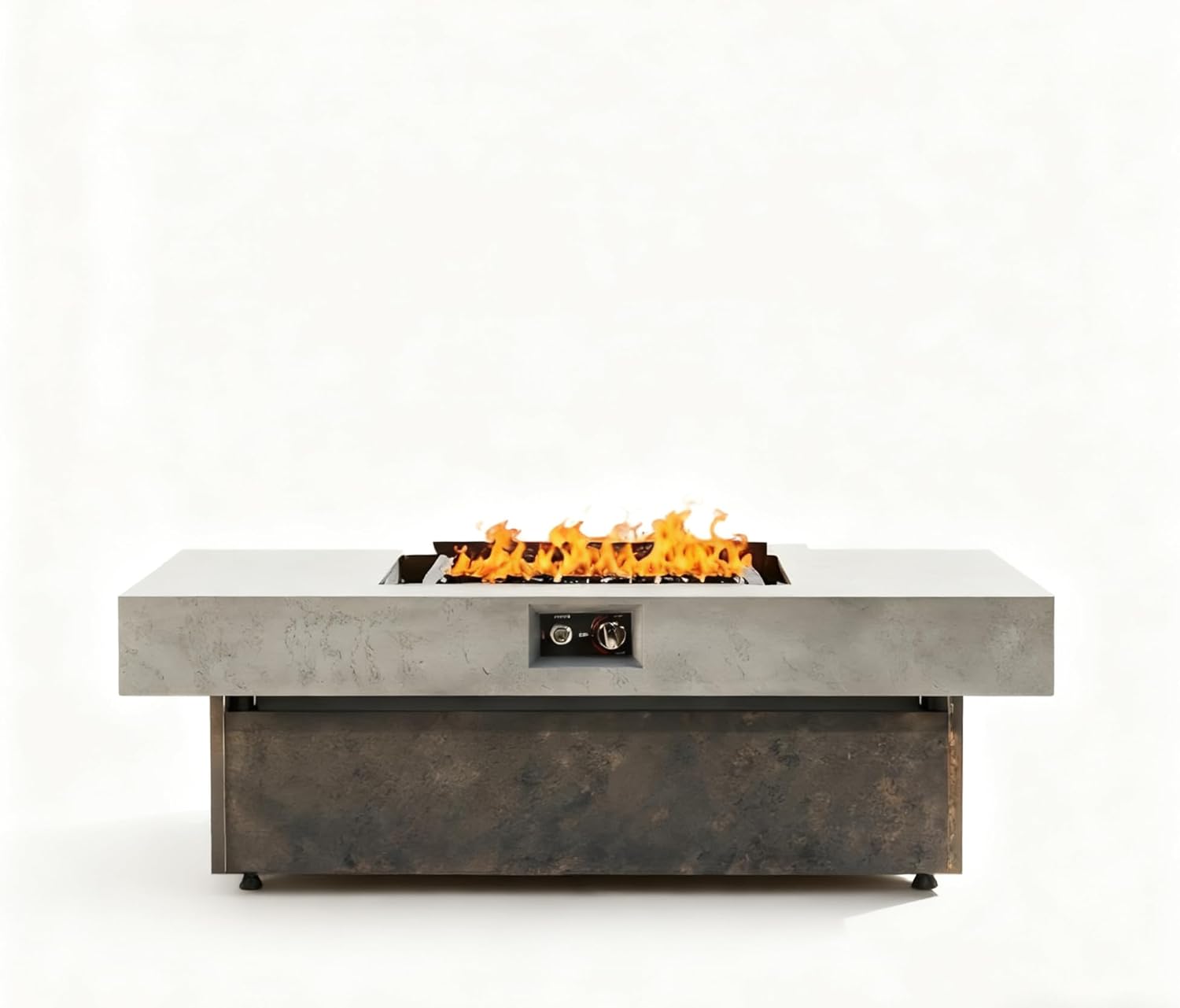 Tabletop Propane Fire Pits, TEMACOO 55 x 23 in, 50,000 BTU Outdoor firepit Table, Suitable for Outdoor, Patio, Balcony, Three Height Options (Minimalist)