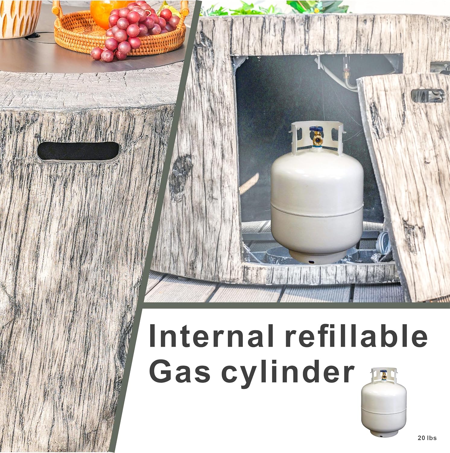 2 in 1 Outdoor Fire Table with 50000 BTU Burner, 40