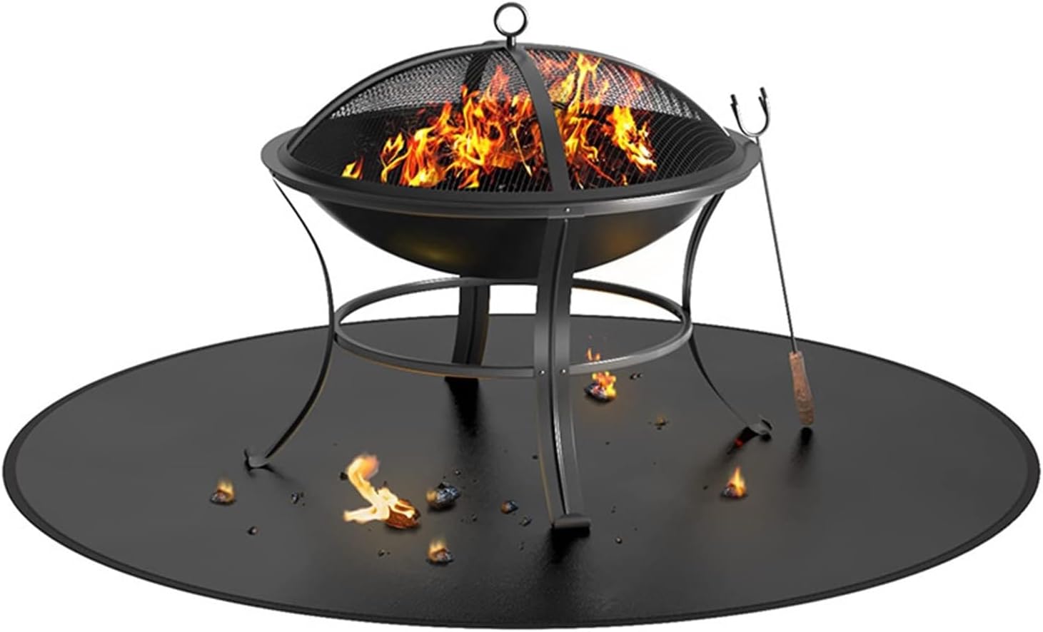 24 Inch Fire Pit Mat – Heat Resistant Deck Protector for Grill, Bonfire, Chiminea – Outdoor Patio or Lawn Saver from Burns or Fire Damage