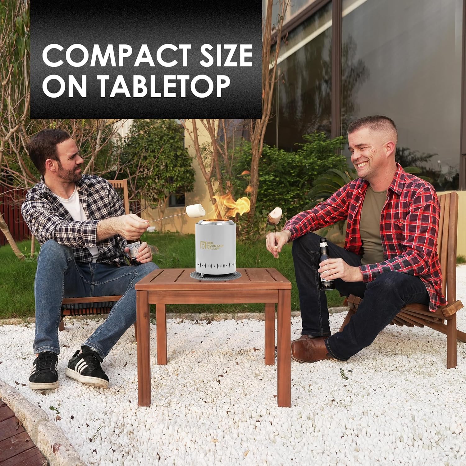 Red Mountain Valley 37in Large Fire Pits & Outdoor Fireplaces with Smokeless Grey Tabletop Fire Pit for Patio, Backyard