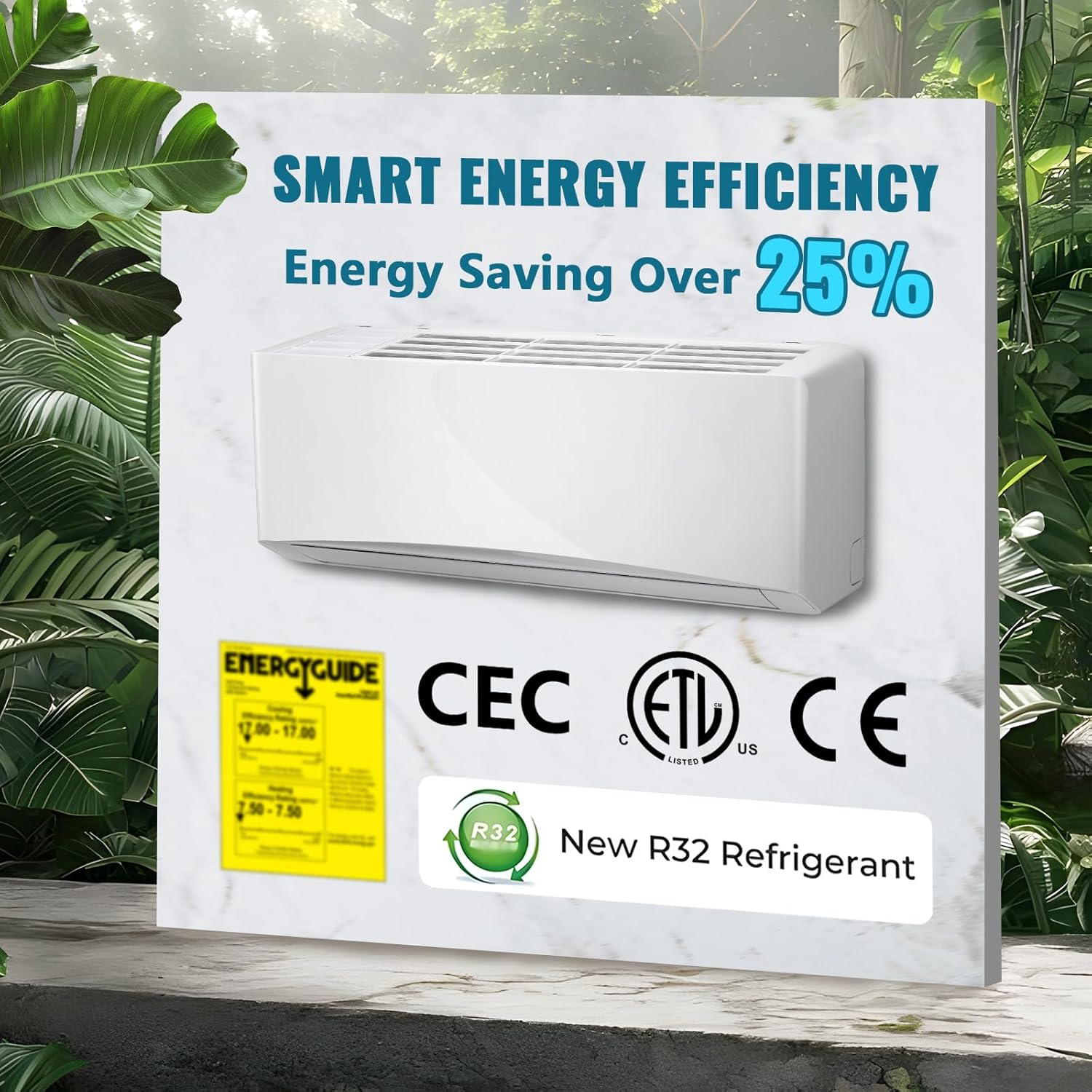 9000BTU 4-in-1 Split Air Conditioner & Heater 17 SEER2 115V Inverter System, Cools Up to 450 Sq. Ft, Mini Wall AC Unit with Heat Pump & Installation Kit White