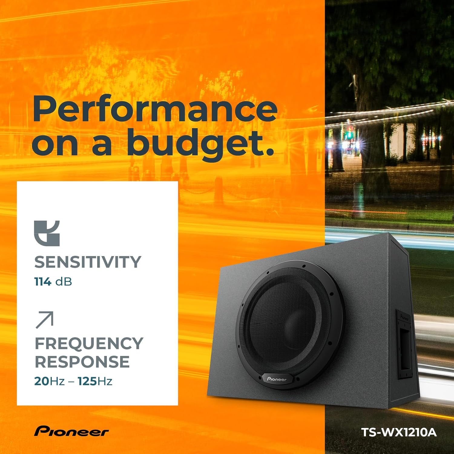 Pioneer TS-WX1210A 12” Subwoofer – 1300W Max, Built-in Amp for Easy Bass Upgrade, Enclosure Included, Amp Included, High-Level Input, Works with Most Factory or aftermarket radios