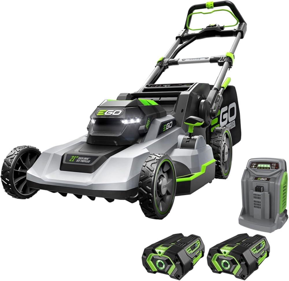 EGO Power+ Electric Lawn Mower, Self-Propelled Cordless with Touch Drive, Includes (2) 56V 4.0Ah Batteries and Rapid Charger – LM2122SP-2