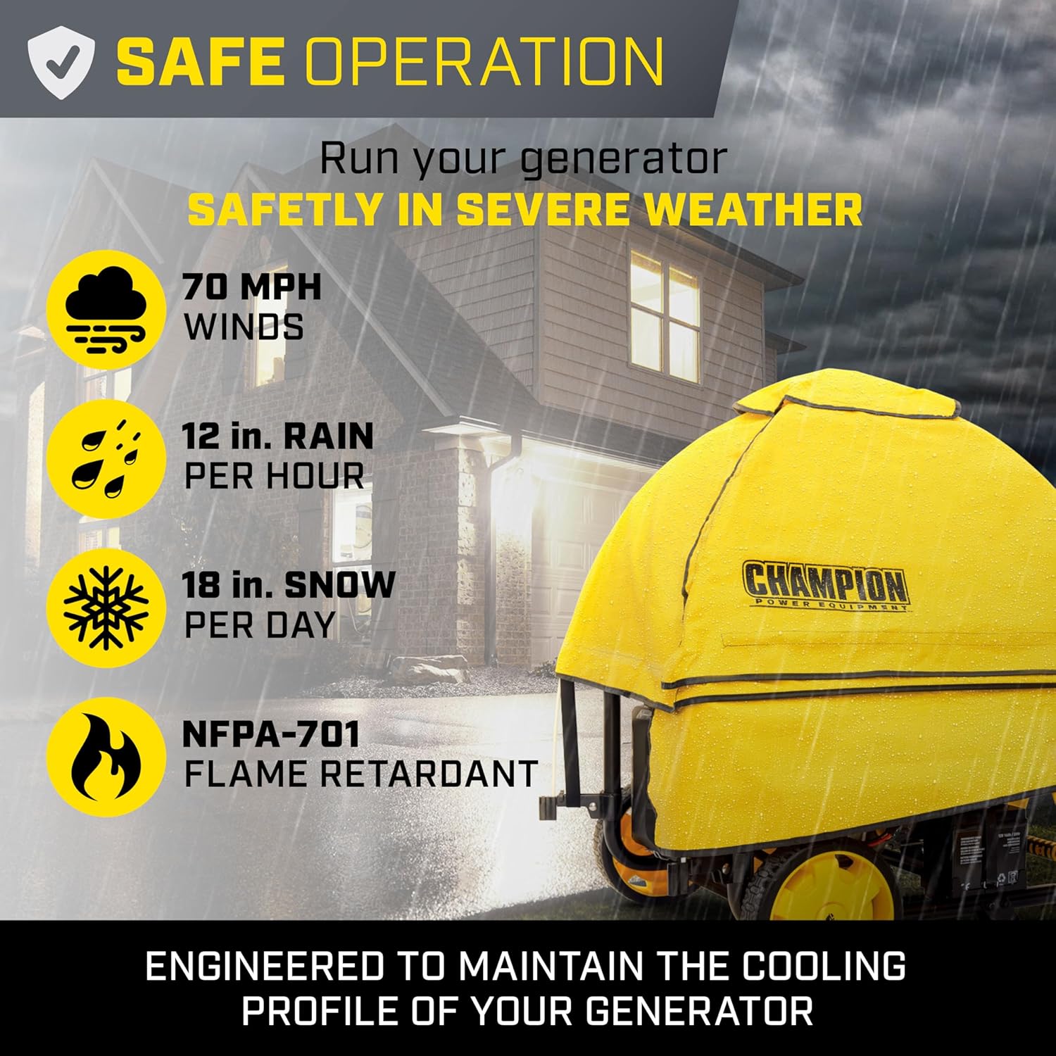 Champion Power Equipment 100376 Storm Shield Severe Weather Portable Generator Cover by GenTent for 4000 to 12,500-Starting Watt Generators