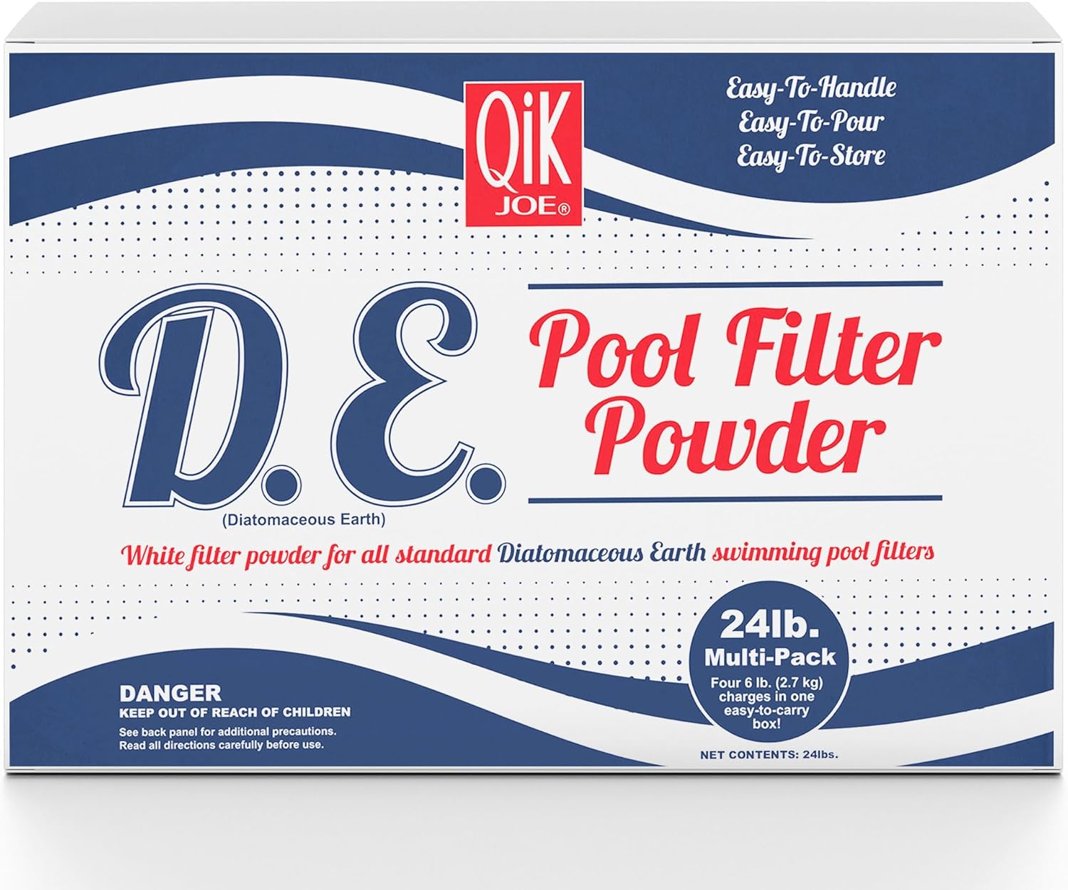 Qik Joe Diatomaceous Earth (DE) Powder for Swimming Pool Filters – High-Grade Filter Media for Cleaner Water, Compatible with Most DE Pool Filtration Systems (24 lbs)