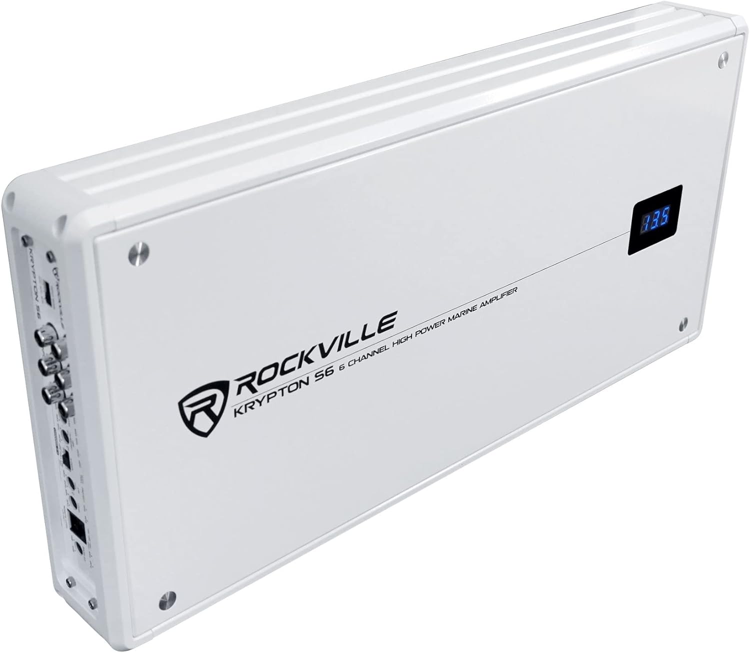 Rockville Krypton S6 2600W 6-Channel Marine/Boat Amplifier, Dyno-Certified RMS, PA Mic Included, Conformal Coated PCB, Adjustable Crossover, for Boat Audio Systems