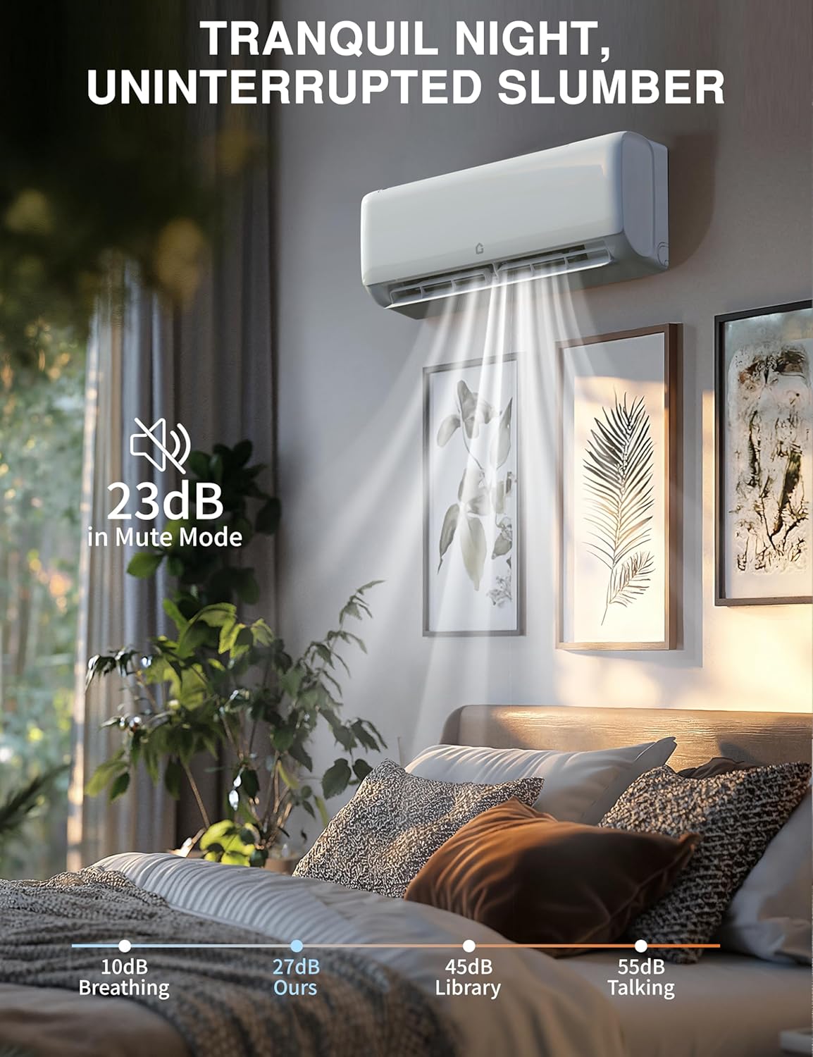 24000 Btu Mini Split AC Heating System, Wifi Enabled Mini Split Air Conditioner with 21 SEER2 Inverter, Heat Pump, 208-230V for Rooms Up to 1500 Sq. Ft, White