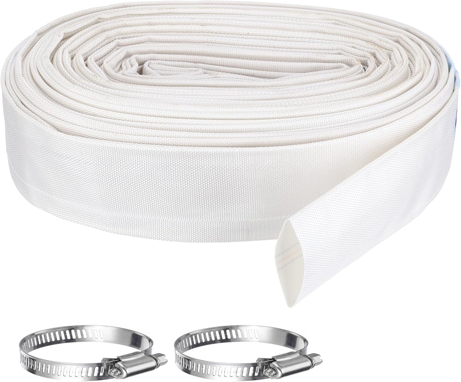 Pool Backwash Hose,2.5 Inch x 98.4ft Drain Discharge Pump Hose,2pcs Clamps,White YESSC912