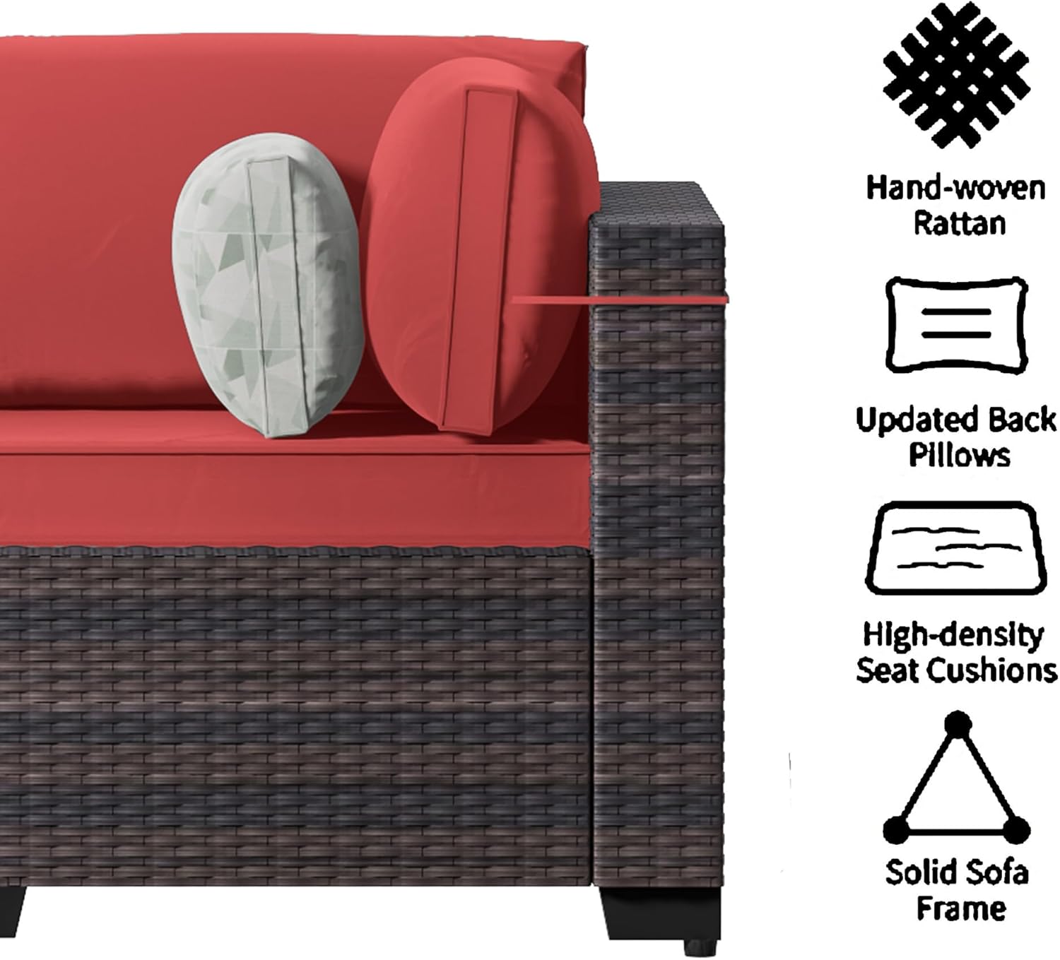 Outdoor Terrace Furniture Set, 15 Piece Outdoor Furniture Set, with 43 inch Aluminum 55002 BTU Propane fire Pit, PE Willow Vine Terrace Dialogue Set - Red.