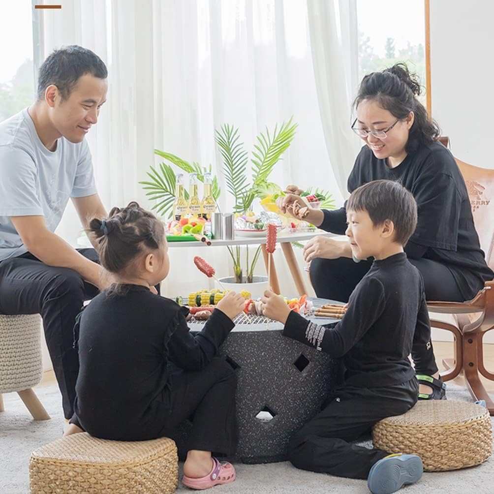 Outdoor Fire Pit Outdoor Wood Burning Fire Pit, Multifunctional Black Imitation Stone Outdoor Heater, Garden Terrace Fire Bowl, 70cm/27.6