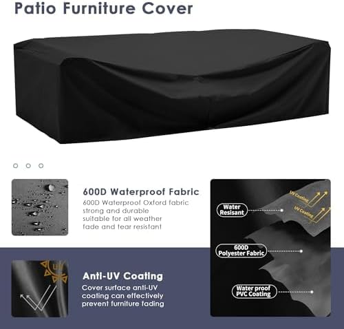 Amopatio 14 Pieces Patio Furniture Set, Outdoor Furniture Sectional Rattan Sofa with Slanted Back, Patio Couch with Glass Coffee Table for Backyard Garden Navy Blue (2 Waterproof Cover)