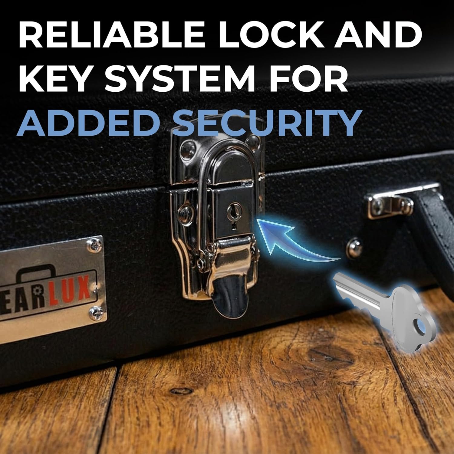 Gearlux Dreadnought Acoustic Guitar Hardshell Case with Accessory Compartment - Black