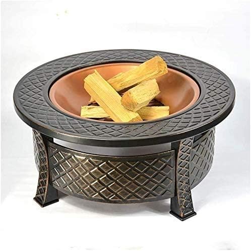 Outdoor Fire Pit Bonfire Wood Burning Patio Coal Grill Firepit for Outside Grill Charcoal Smokeless Grill with Spark Screen Poker and Fireplace Cover Stove Grill