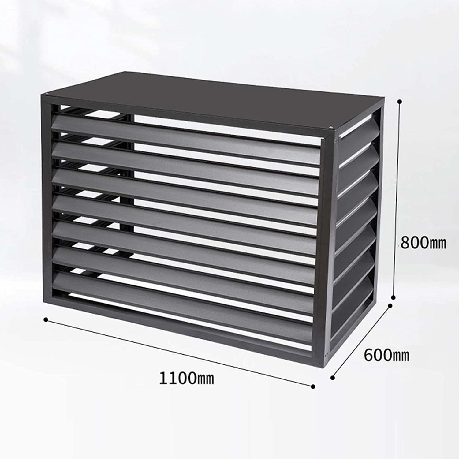 air Conditioner Fence for Outside Units Window Air Conditioner Cover Outdoor, Aluminum Weatherproof Protection Cover for Outside Units,Garden Blinds Privacy Screen (Color : Black, Size : 4 Sides: L1