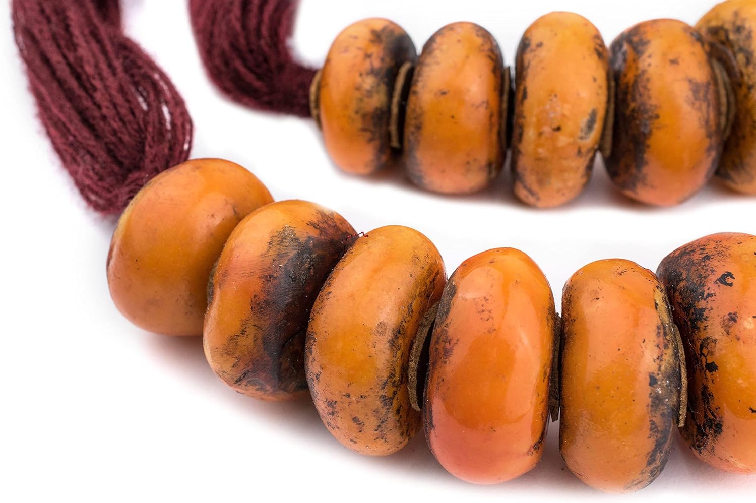 The Bead Chest Tangerine Moroccan Resin Beads Extra Large 37mm Morocco African Orange Round Large Hole 38 Inch Strand Handmade