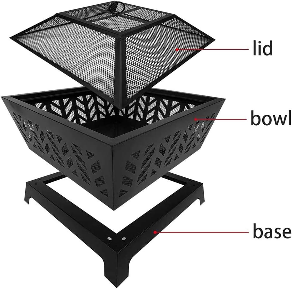 Outdoor Fire Pits,with Fireplace Poker 26 inch Fire Bowl,Portable Wood Burning Fire Pit