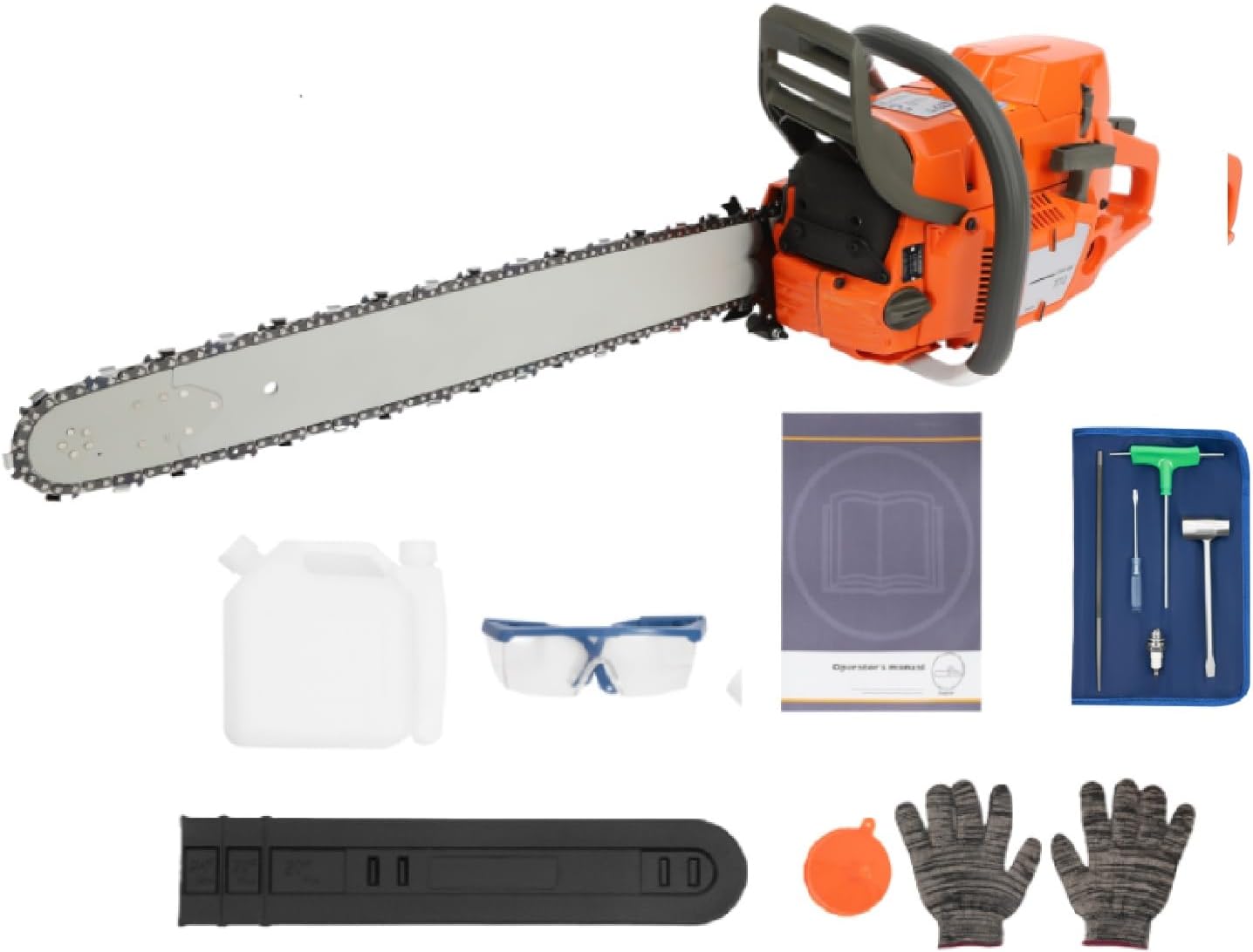 72CC 3.9KW Gas Powered Chainsaw, 24inch Handheld Petrol Cordless Chain Saws 2-Stroke Single Cylinder Air-cooled Chain Saw for Wood Cutting, Tree Trimming and Land Clearing