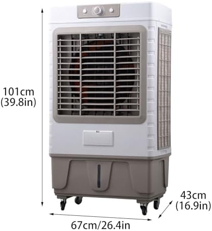 Portable Air Conditioners, 3-in-1 Evaporative Air Cooler with 3 Speeds and Water Tank, Personal Swamp Cooler for Home Office Factory(67 * 43 * 101cm)