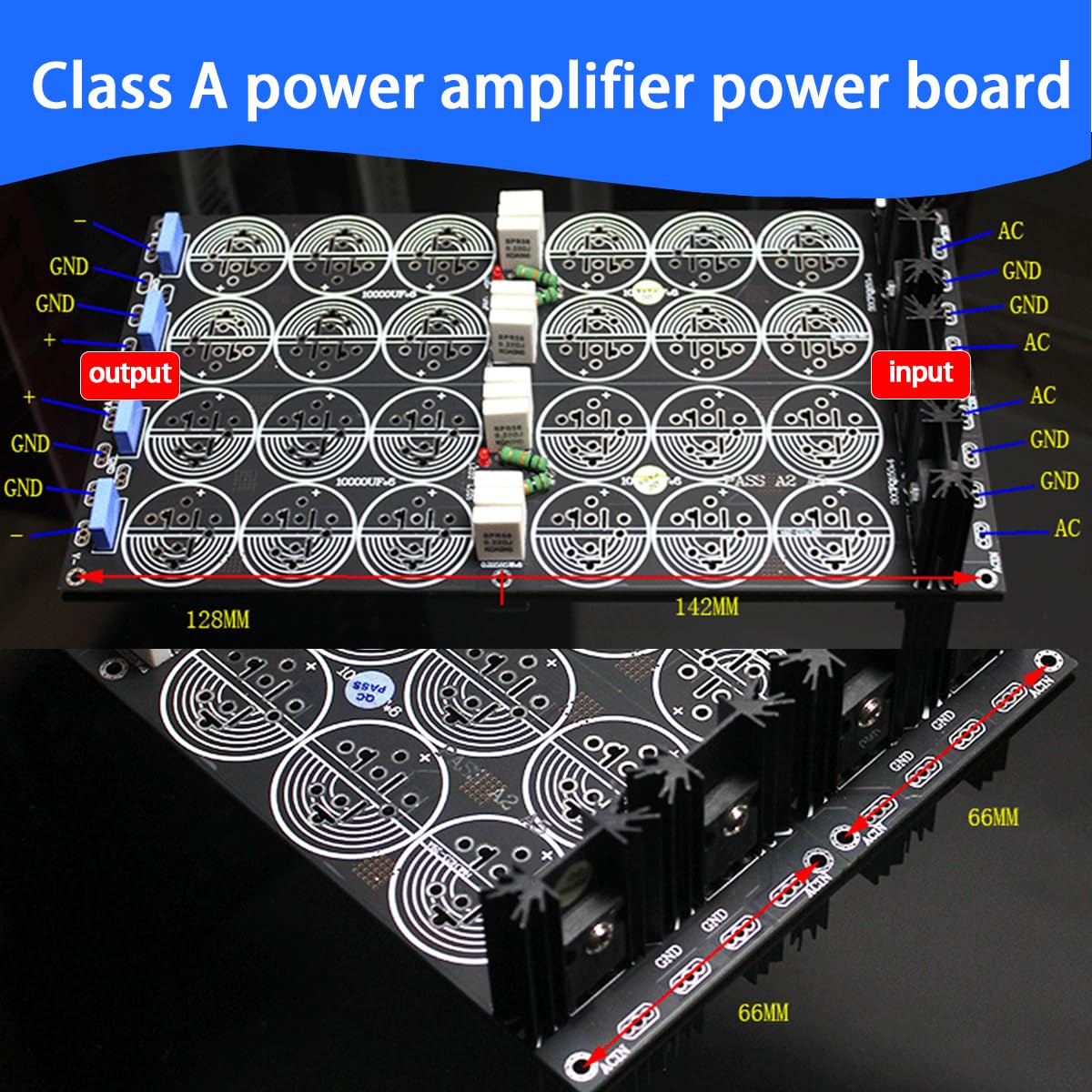 HiFi Class A Power Amplifier Dual-Sided Tinned PCB Power Supply Board – 120A Schottky Rectifier, CRC Filtering, Supports 240,000μF Capacitance – DIY Audio PSU Module