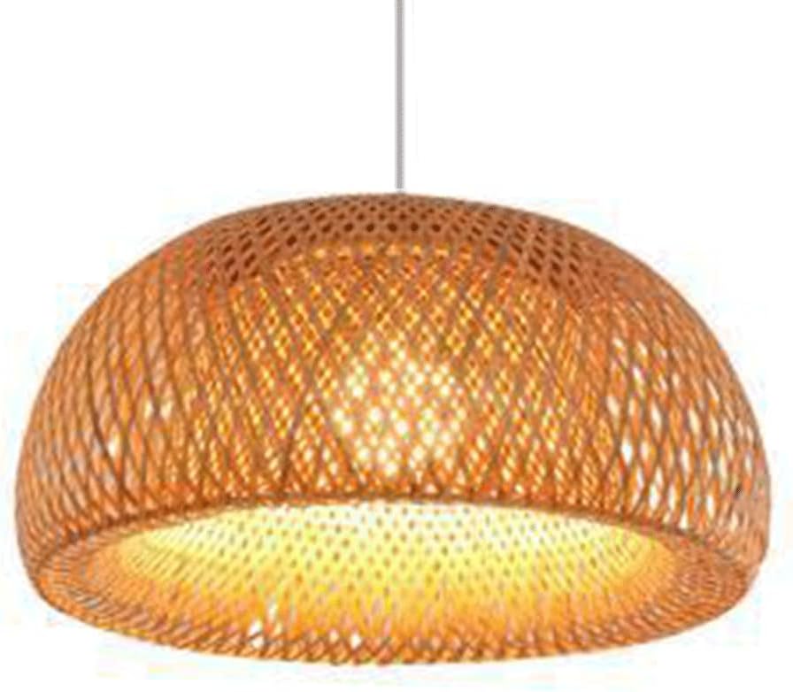 Dome Shade Double Layer Hanging Lamp Japanese Style E27 Chandelier Hanging Light Natural Wicker Kitchen Pendant Lights Industrial Light Fixture for Living Room,Dinner Room