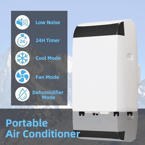 14,000 BTU Portable Air Conditioner Cools up to 750 Sq.Ft, 3 in-1 Quiet Portable AC Unit with Remote Control & Installation Kits for Large Room, 3 Speed, Auto Swing, 24H Timer