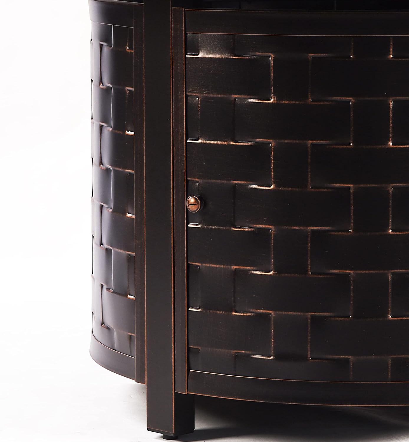 Aluminum 57,0000 BTU 44 in. Round Propane Black Fire Pit Table with Fire Beads, Lid, Propane Tank Cover and Table Fabric Covers in Copper Finish