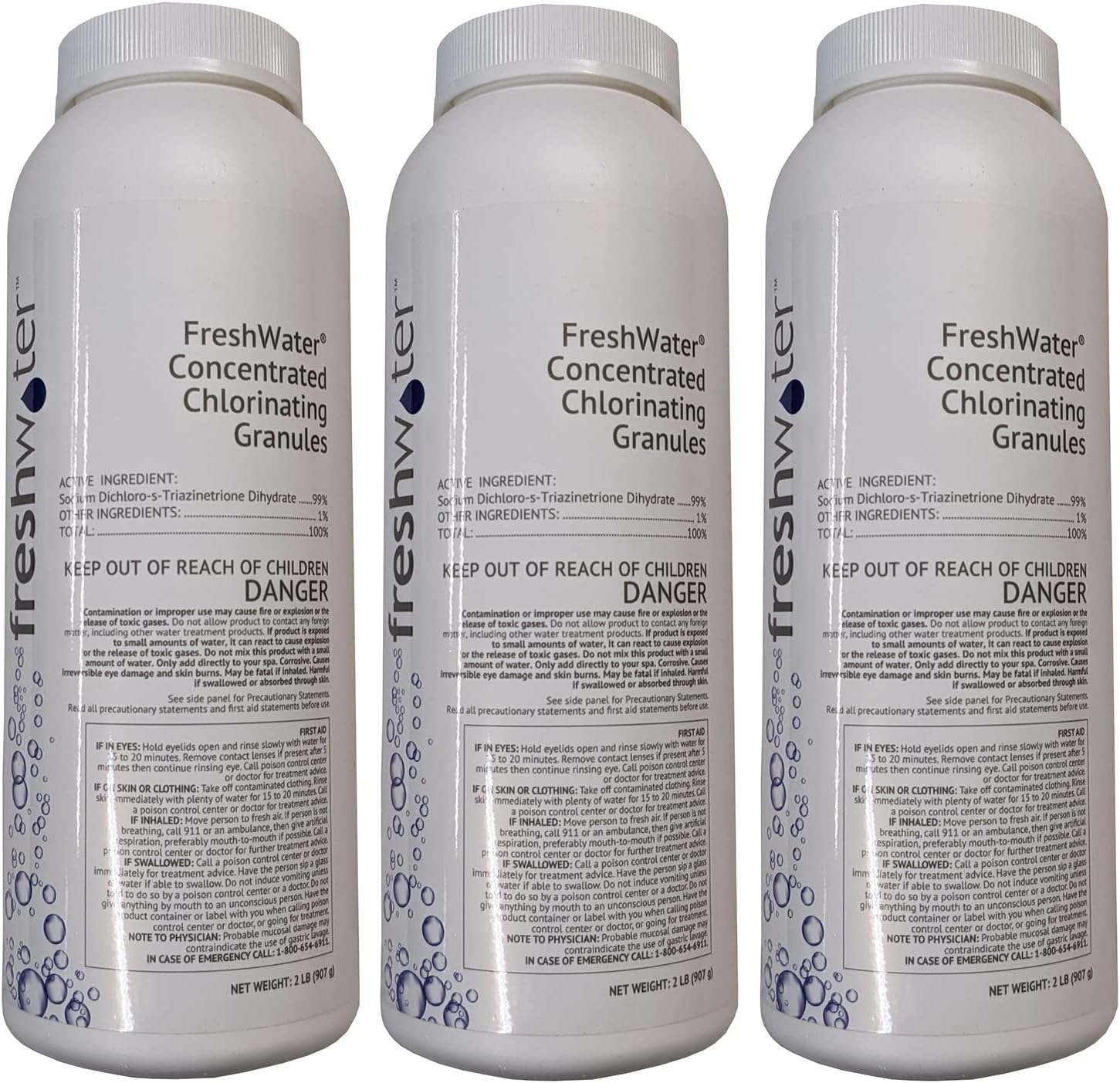 Hot Spring 80021 Conc Chlorinating Granular 2 LBS 3PK, white