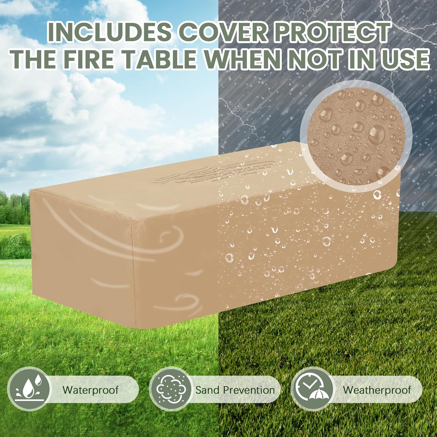 ECOTOUGE Trapezoid Gas Fire Pit, 42'' Outdoor Propane Firepit Table Set w/Side Handles, Auto-Ignition Steel Fire Table, 50,000 BTU Concrete fire Pit, Weather-Resistant Pit Cover,smokeless, Black