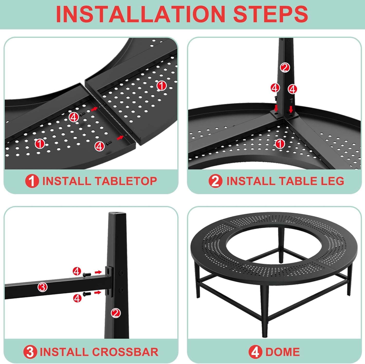Fire Pit Surround Tabletop & Heat Deflector for Solo Stove Bonfire 19.5