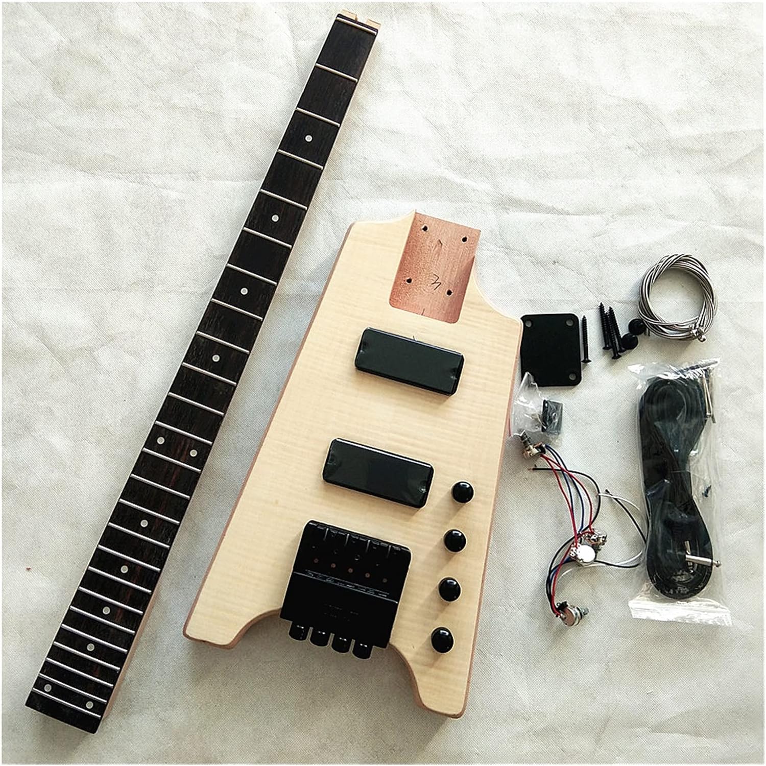 41 Inches Unfinished Headless Electric Bass Guitar Mahogany Body&Rosewood Fingerboard Unfinished Guitar Set