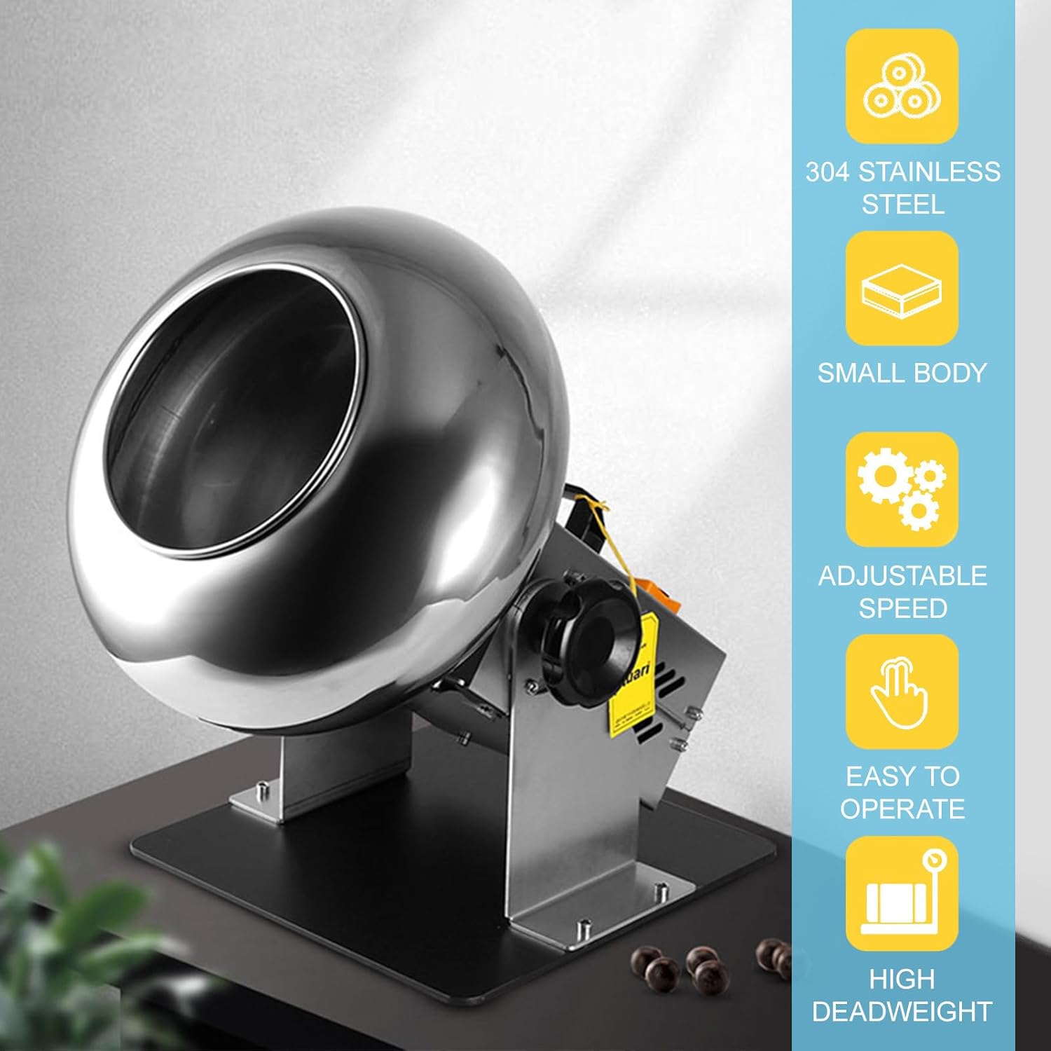 Electric Sugar Coating Chocolate Polishing Machine | Adjustable Speed & Adjustable Angle | Automatic Chocolate Drum Mixer for precoating for Confectionery