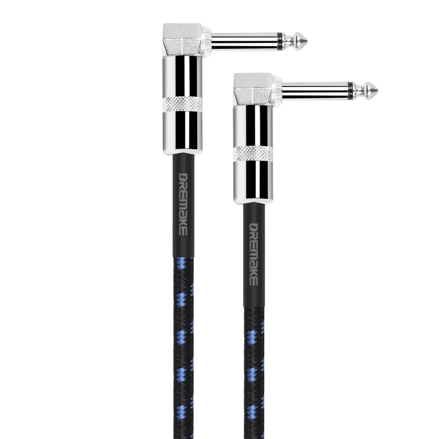 Guitar Cable Jack 6.5mm to 6.5mm 1/4'' Mono Patch Cable for Acoustic Guitar Electric Mandolin Pro Audio to Amp/PA Certified(Blue Right Angled,5m)