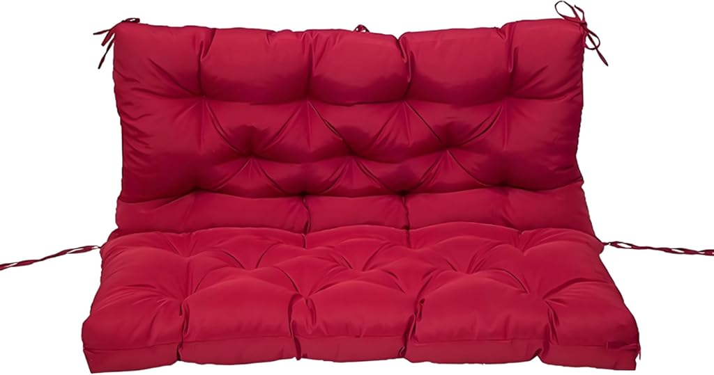 Swing Cushions 2-3 Seater Replacement Bench Cushion with Backrest Waterproof Porch Patio Furniture Cushions with Ties Thick 4