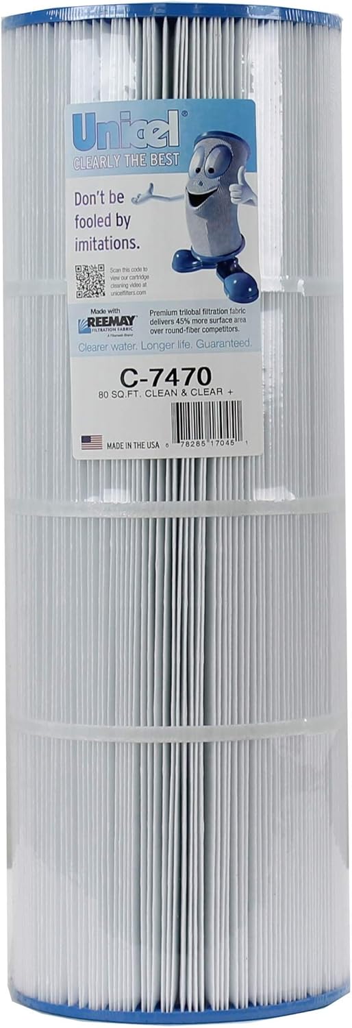 Unicel C-7470 80 Square Foot Media Replacement Pool Filter Cartridge with 170 Pleats, Compatible with Pentair Pool Products, Pac Fab, and Waterway