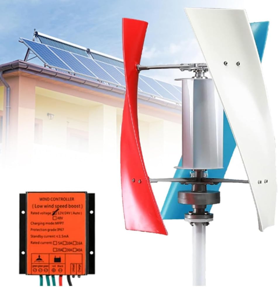 2000W Vertical Wind Turbine Generator Set,12V 24V 48V 220V Windmill Maglev Generator 3Blades Suitable for Courtyard and Garden Lighting(Low Noise),220V