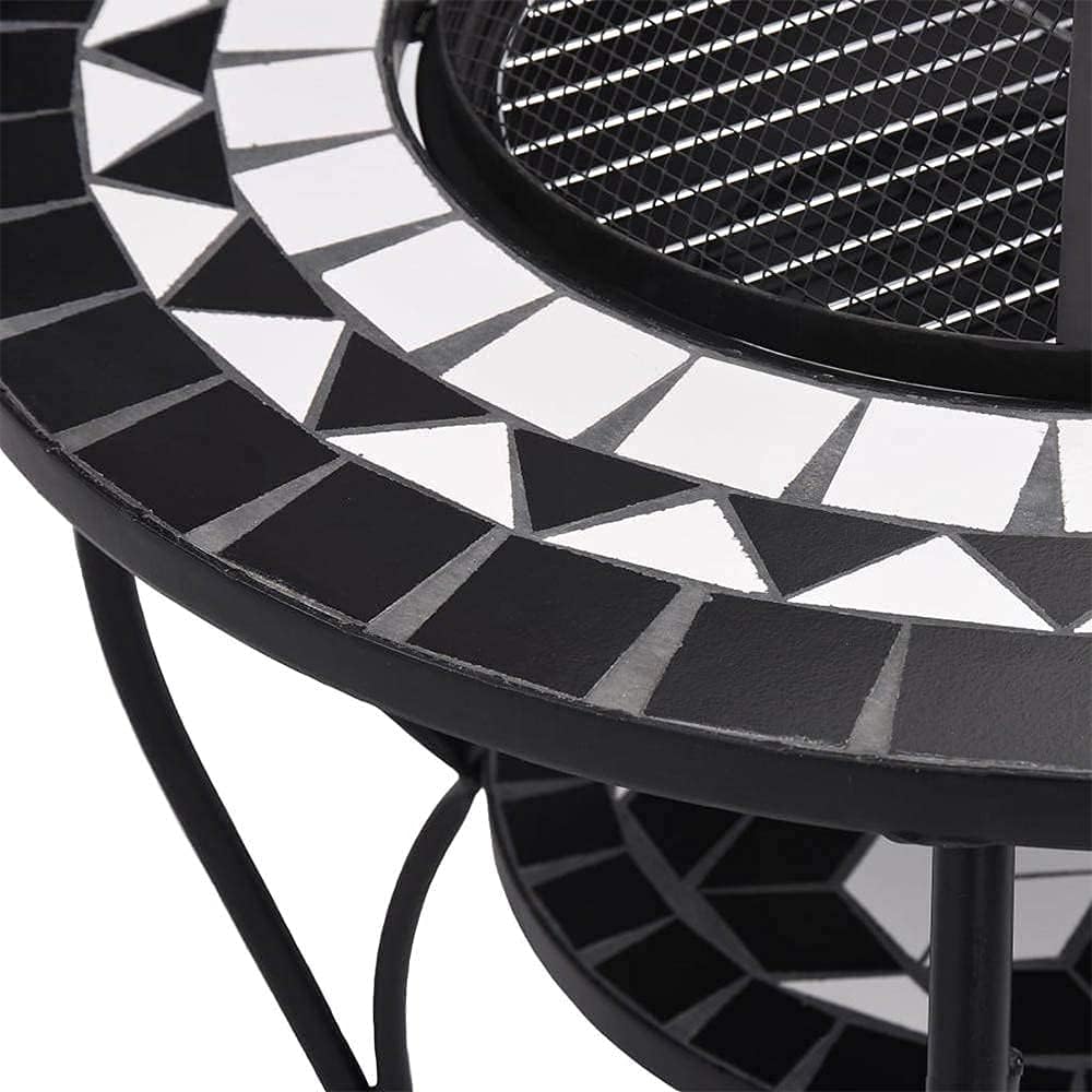 Fire Pit Table with BBQ Grill Shelf,4 in 1 Round Firepit for Barbecue,Heater,Ice Pit,Metal Brazier Coffee Table for Backyard,Camping,Picnic,Bonfire,Garden