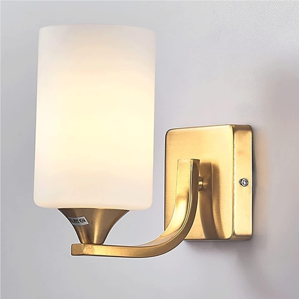 Golden Metal Wall Lamp with Cylindrical Glass Shade Candlestick Wall Sconces Retro Industrial Wall Light, E27 Lighting Fixture, Vintage Nordic Wall Lights for Bedside, Hallway
