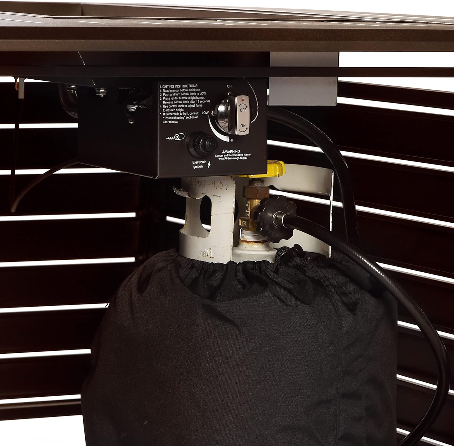 Rectangular 48 in. x 36 in. Aluminum Propane Fire Pit Table, Glass Beads, Two Covers, Lid, 57,000 BTUs in Brown Finish