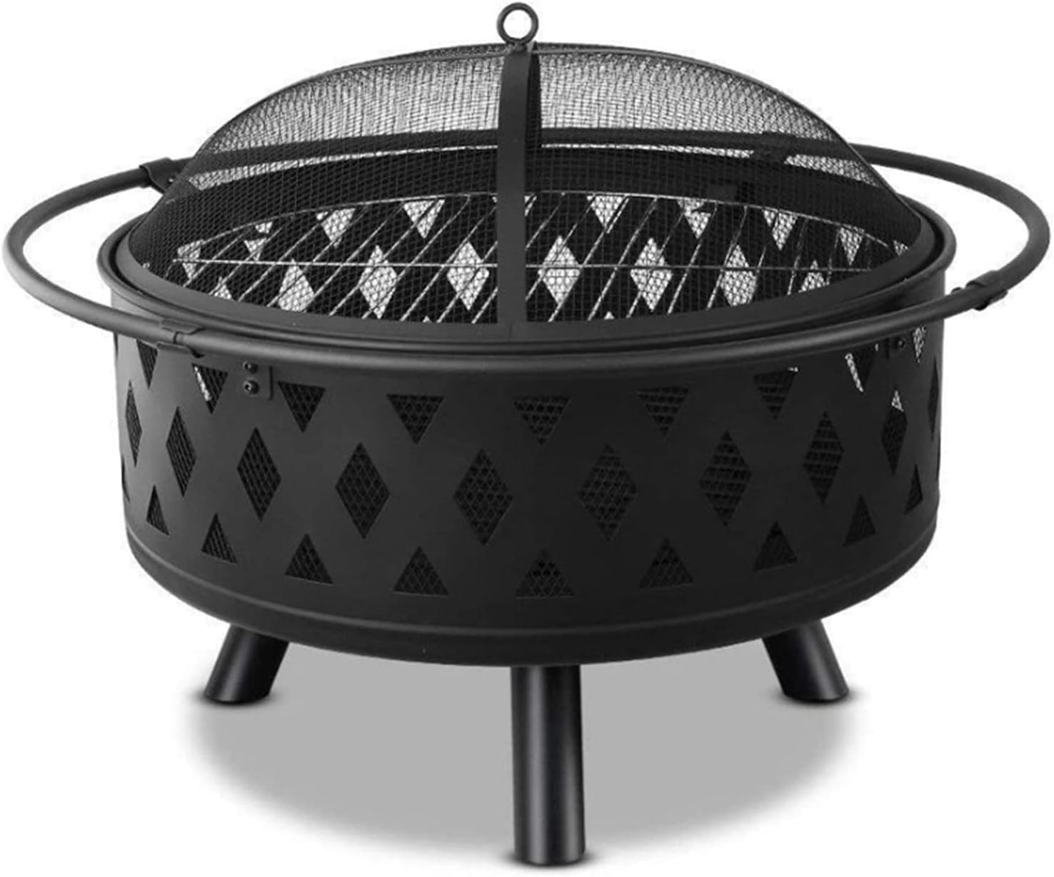 2-in-1 Outdoor Fire Pits Outdoor Fire Tables,29.5in Heavy Duty Fire Pits Outdoor Wood Burning Steel BBQ Grill Fire Pit Bowl with Spark Screen Cover