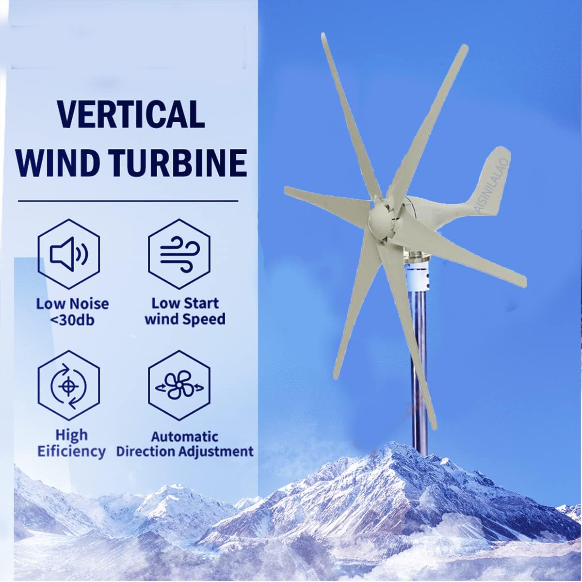 9000W-12000W Wind System Windmill Turbine Generator Kit + Charge Controller for Home Use (48V- 6 Fan Blades)
