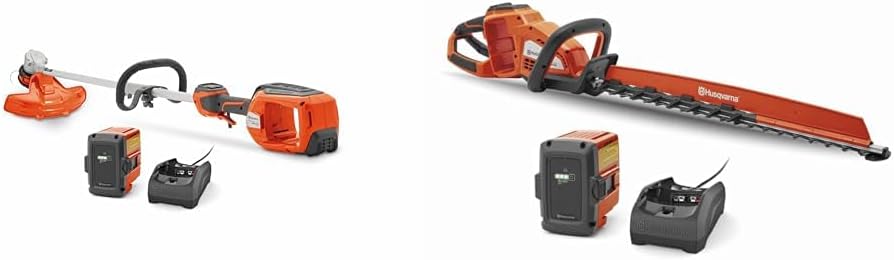 Husqvarna 320iL 16-Inch Cordless String Trimmer, 320iHD60 24-Inch Cordless Hedge Trimmer Kit with Batteries and Chargers