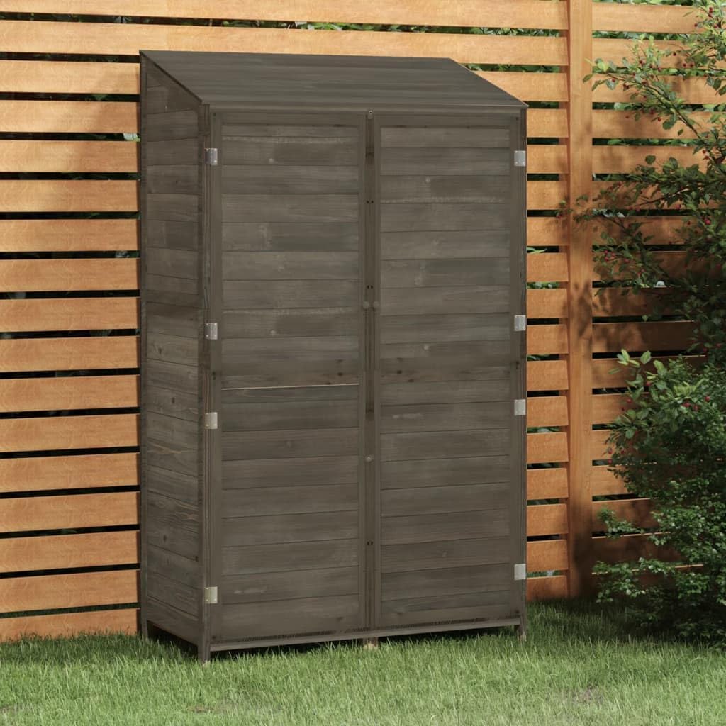 Rustic Solid Wood Garden Shed for Outdoor Storage, Fir Wood Tool Shed with Flap Closure and Natural Finish Anthracite, 40.2 x 40.2 x 68.7 in