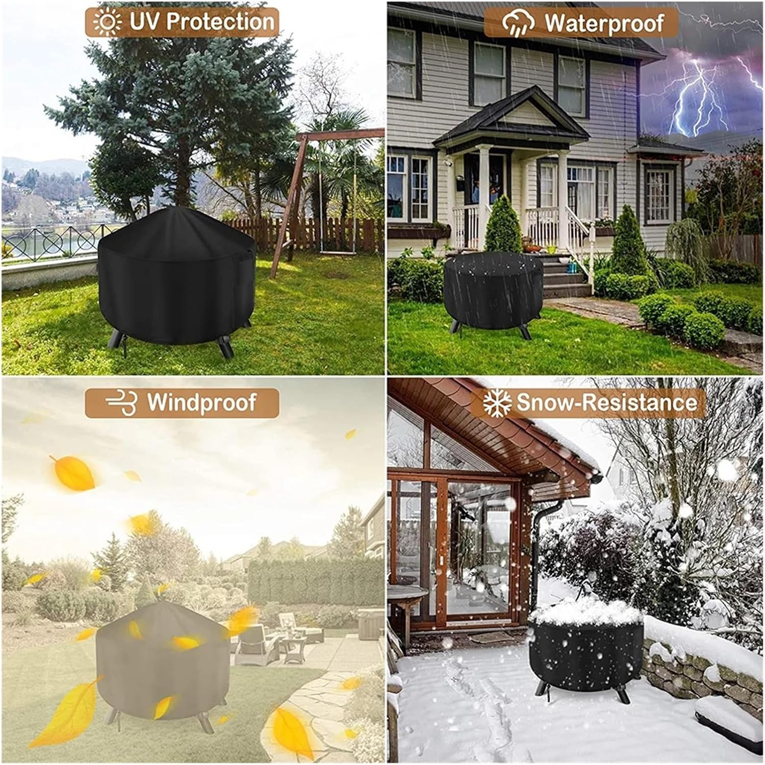 Furniture Cover Waterproof Waterproof Patio Fire Pit Cover - Protector Outdoor Garden Yard Round BBQ Canopy Covers