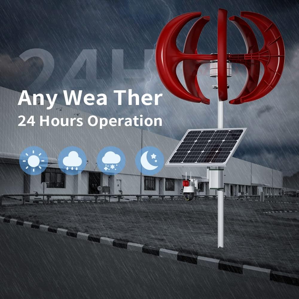 4000W Small Portable Vertical Wind Turbine, Permanent Maglev Wind Turbine Generator with MPPT Controller for Home Use (12V/24V/48V)