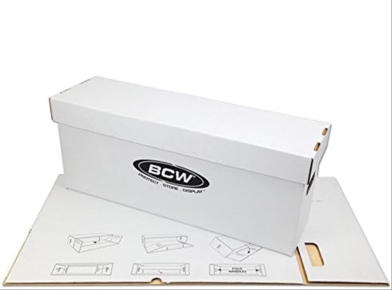 BCW Long Comic Storage Box - Folded | Corrugated Box for 250-300 Current/Silver Comics | Durable 200 lb. Strength