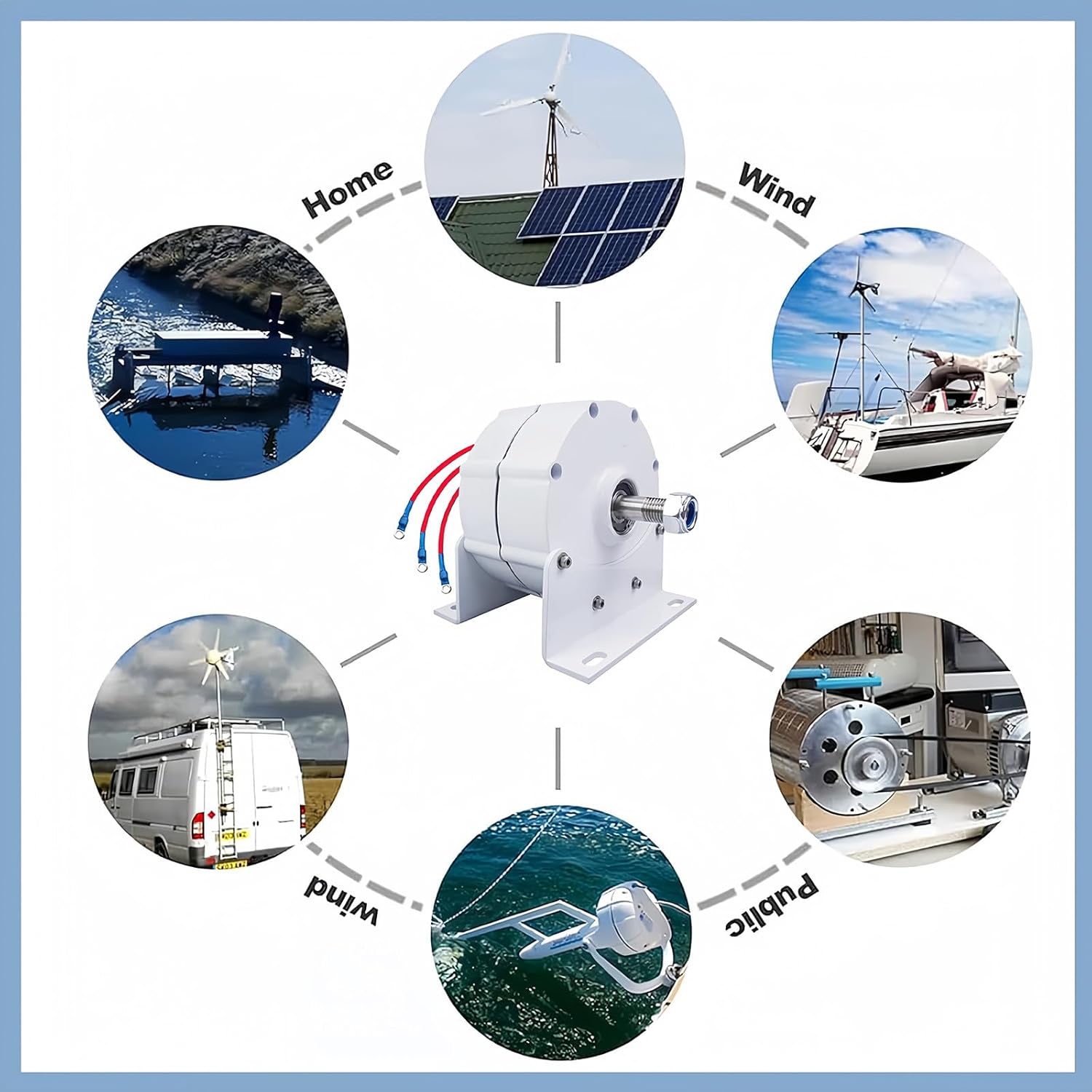 12000W Low RPM Gearless Permanent Magnet Generator - 3 Phase 12V/24V/48V AC Alternator for Water & Wind Turbines with Built-in Rectifier - High Efficiency Renewable Energy Solution