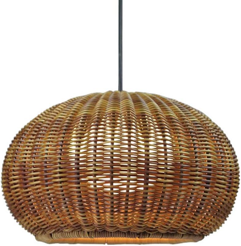 1 Lamp Rattan Pendant Light, Villa Garden Landscape Chandelier, E26 Screw Pavilion Corridor Hanging Lights, Outdoor Courtyard Balcony Ceiling Lighting Fixture, for Kitchen Island Dining Table