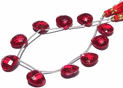 13 inch natural beads strand of 15x15mm faceted heart ruby quartz gemstone briolletes beads for DIY jewelry - necklace, bracelet, earring, ring.