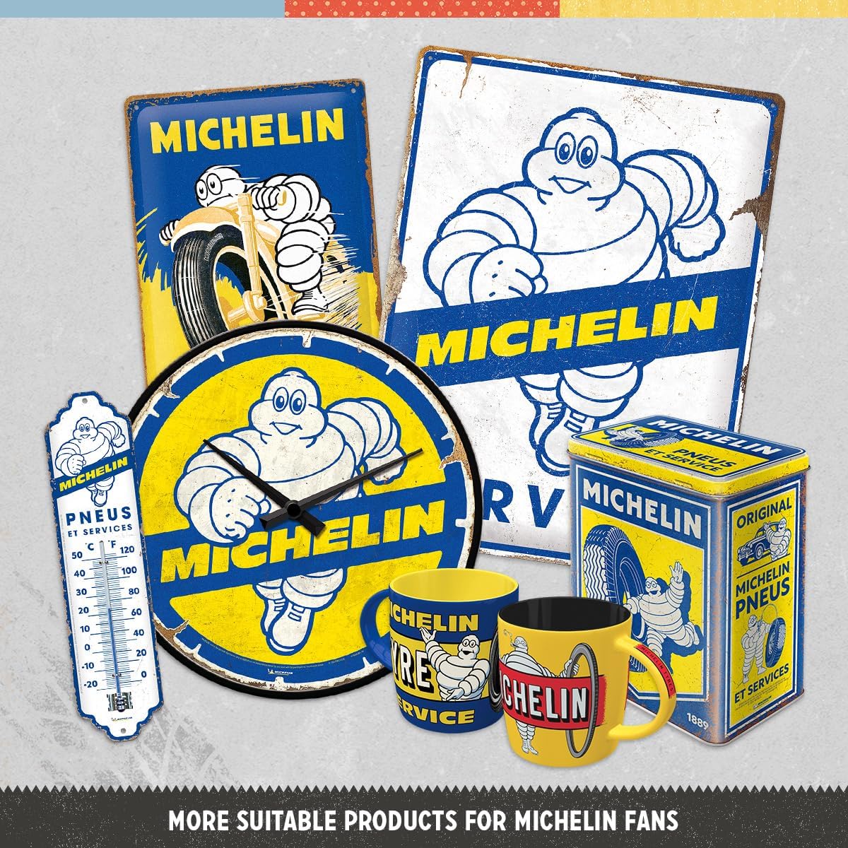 Nostalgic-Art Michelin - Service Station - Retro Sign - Official License Product (OLP) Gift Ideas for Motor Lovers - Metal Vintage Design